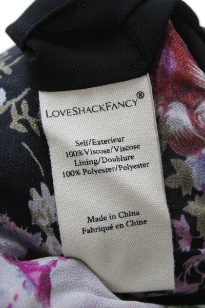 Love Shack Fancy Womens Peasant Mini Skirt Black Floral 100% Viscose Size XS