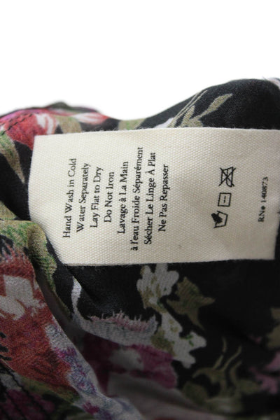 Love Shack Fancy Womens Peasant Mini Skirt Black Floral 100% Viscose Size XS