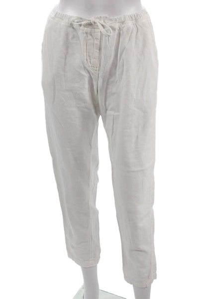 CP Shades Unisex Cropped Ankle Cotton Pants White Drawstring Size S