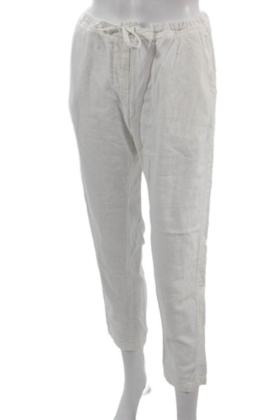 CP Shades Unisex Cropped Ankle Cotton Pants White Drawstring Size S