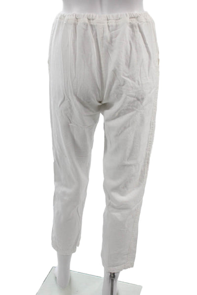 CP Shades Unisex Cropped Ankle Cotton Pants White Drawstring Size S