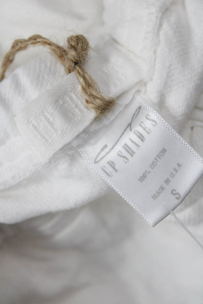 CP Shades Unisex Cropped Ankle Cotton Pants White Drawstring Size S