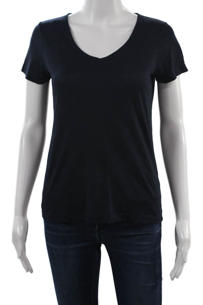 Vince Women Basic V-Neck Black Short Sleeve T-Shirt Size XS