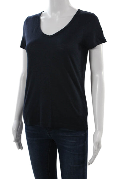 Vince Women Basic V-Neck Black Short Sleeve T-Shirt Size XS