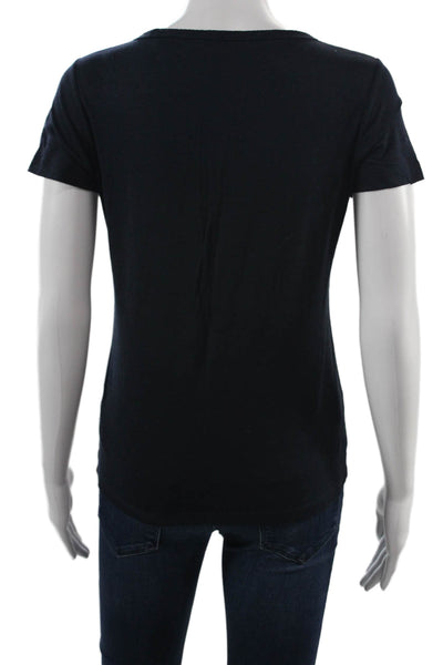Vince Women Basic V-Neck Black Short Sleeve T-Shirt Size XS