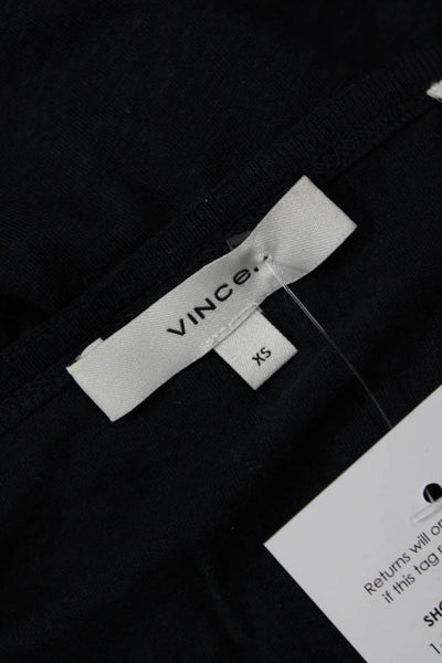 Vince Women Basic V-Neck Black Short Sleeve T-Shirt Size XS