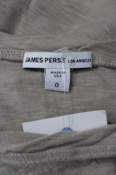James Perse Womens Beige V-Neck Jersey T-Shirt Short Sleeve Cotton Size 0
