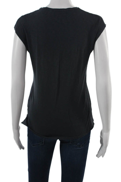 Theory Women Sleeveless Basic Black Pima Cotton Crew Neck T-Shirt Size PP
