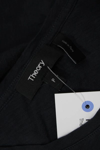 Theory Women Sleeveless Basic Black Pima Cotton Crew Neck T-Shirt Size PP