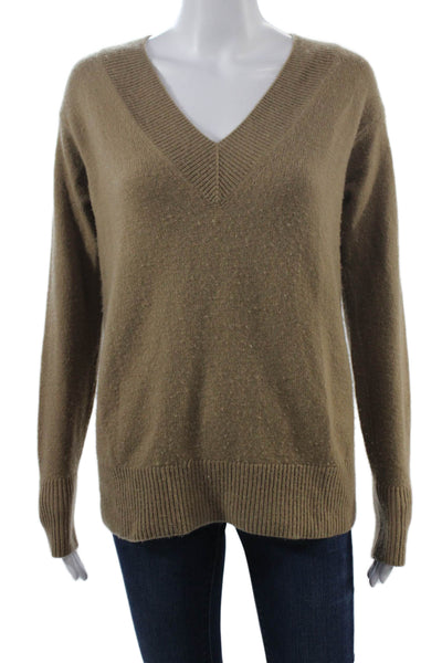 Vince Unisex Brown V Neck Wool Cashmere Pullover Sweater Size XS
