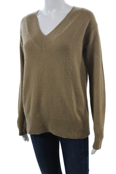 Vince Unisex Brown V Neck Wool Cashmere Pullover Sweater Size XS