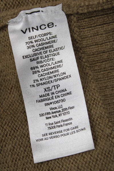 Vince Unisex Brown V Neck Wool Cashmere Pullover Sweater Size XS