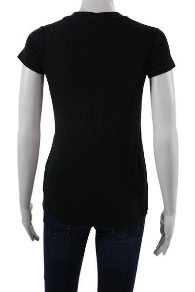 Standard James Perse Women Black V Neck Short Sleeve Basic T Shirt Size 0