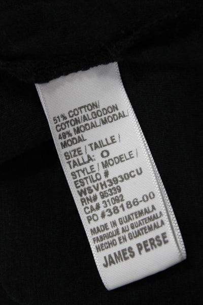 Standard James Perse Women Black V Neck Short Sleeve Basic T Shirt Size 0