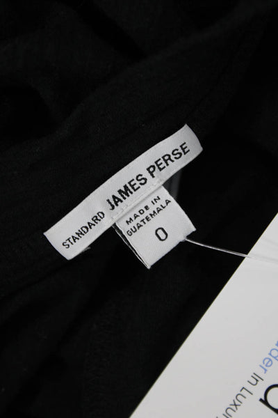 Standard James Perse Women Black V Neck Short Sleeve Basic T Shirt Size 0