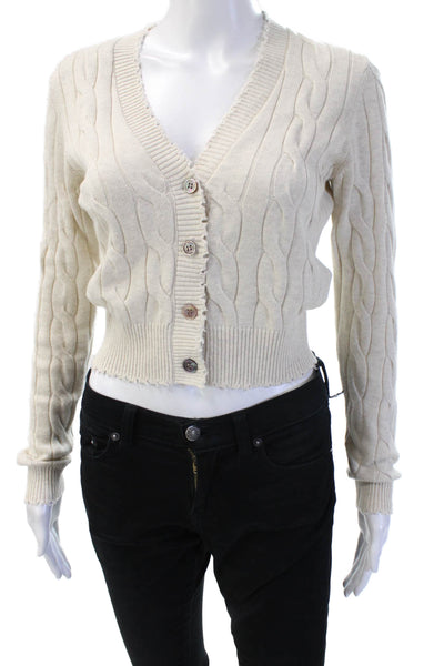Blue & Cream Unisex Beige V-Neck Cotton Cardigan Long Sleeve Size XS