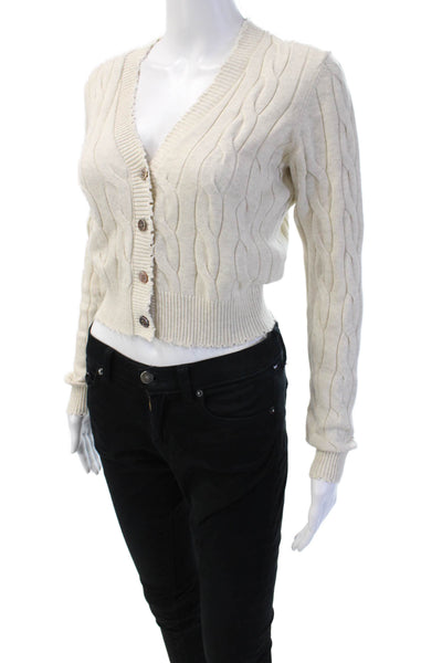 Blue & Cream Unisex Beige V-Neck Cotton Cardigan Long Sleeve Size XS