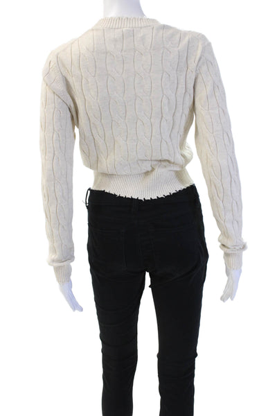 Blue & Cream Unisex Beige V-Neck Cotton Cardigan Long Sleeve Size XS
