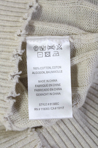 Blue & Cream Unisex Beige V-Neck Cotton Cardigan Long Sleeve Size XS