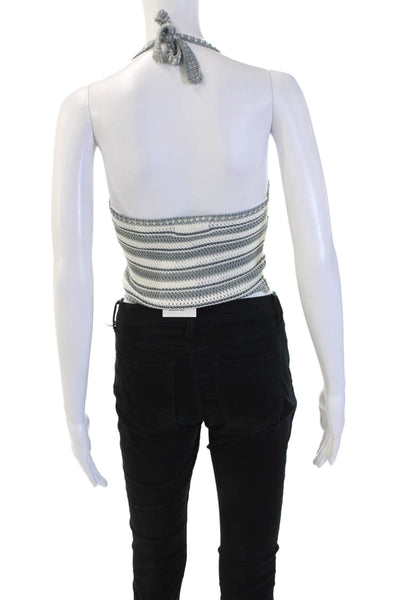 Brownie Womens Gray Striped Cropped Tank Tie Beach Sleeveless Size XS