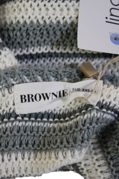 Brownie Womens Gray Striped Cropped Tank Tie Beach Sleeveless Size XS