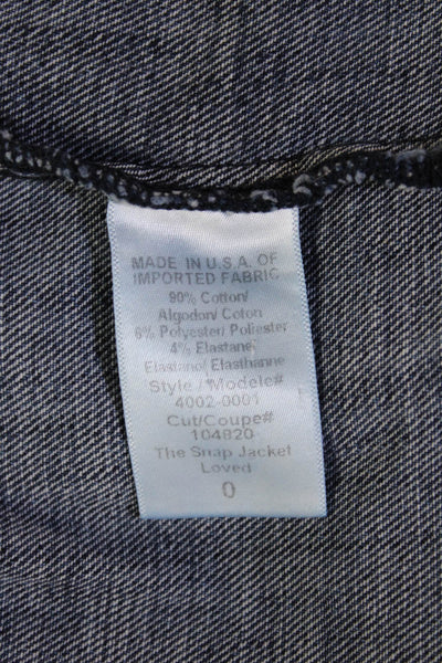 Current/Elliott Women Dark Blue 90s Collared Snap Long Sleeve Jacket Size 0