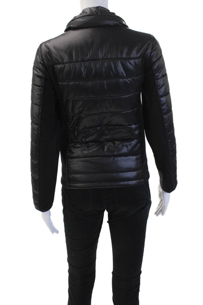 Authier Womens Quilted Puffer Jacket Black Collared Zip Polyester Blend Size XS