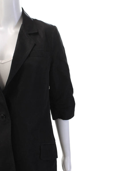 Elizabeth and James Womens One Button Ruched Sleeve Blazer Black Size 4