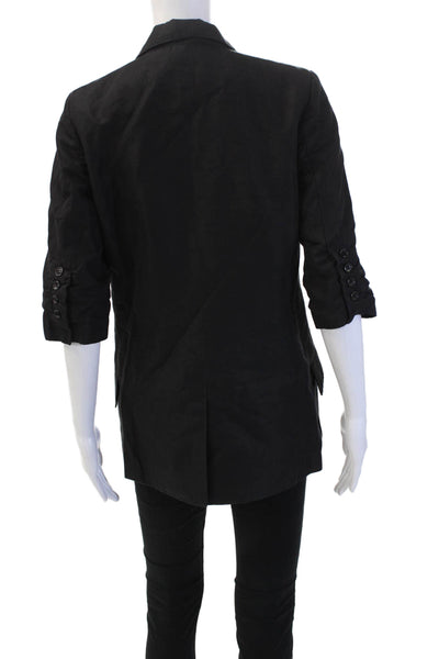 Elizabeth and James Womens One Button Ruched Sleeve Blazer Black Size 4