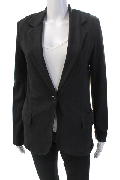 Carson Womens One Button Long Sleeve Blazer Solid Black Size 1