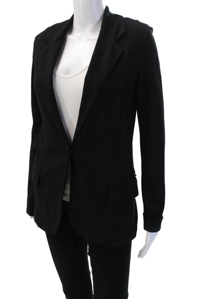 Carson Womens One Button Long Sleeve Blazer Solid Black Size 1