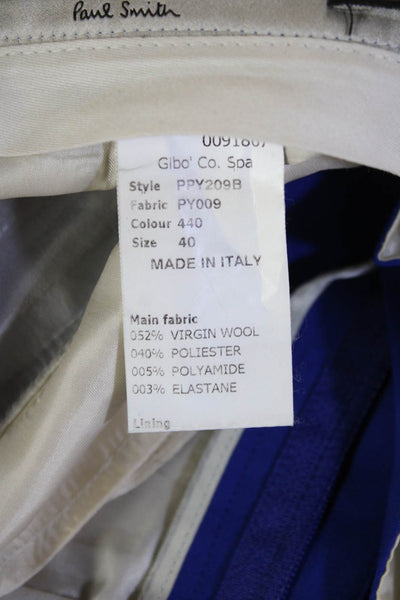 Paul Smith Mens Dress Pants Blue Virgin Wool Blend Size 40