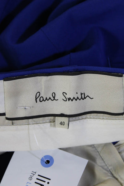 Paul Smith Mens Dress Pants Blue Virgin Wool Blend Size 40