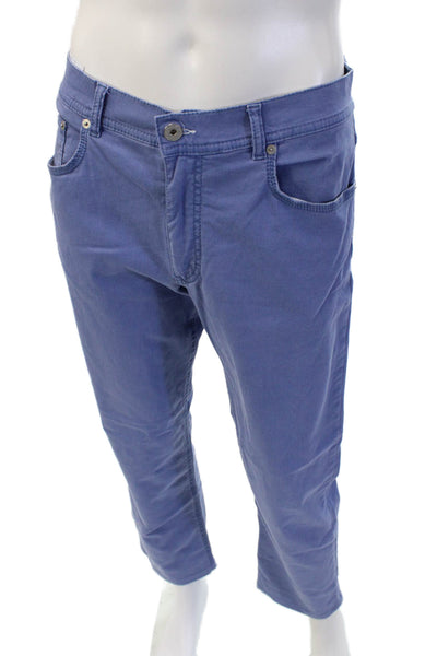 Brax Feel Good Mens Chino Pants Blue Button Size 32