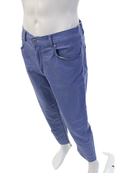 Brax Feel Good Mens Chino Pants Blue Button Size 32