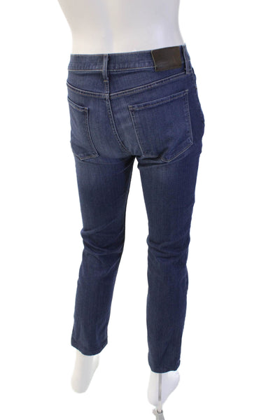 Paige Mens Skinny Cropped Dark Blue Jeans Rayon Cotton Size 31