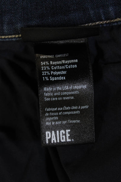 Paige Mens Skinny Cropped Dark Blue Jeans Rayon Cotton Size 31