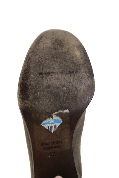 Roberto Del Carlo Women's Round Toe Block Heel Ankle Boots Gray Size 36