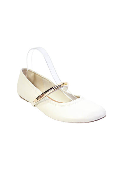 Zara Womens Embellished Flats Mary Janes Shoes White Size 9