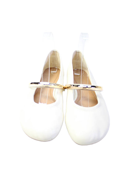 Zara Womens Embellished Flats Mary Janes Shoes White Size 9