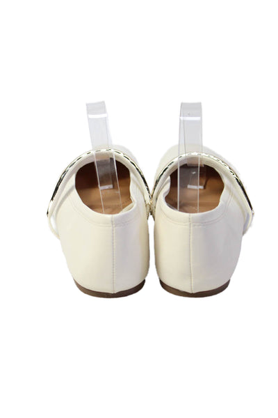 Zara Womens Embellished Flats Mary Janes Shoes White Size 9