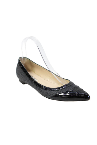 Oscar de la Renta Womens Pointed Toe Flats Navy Size 36 6