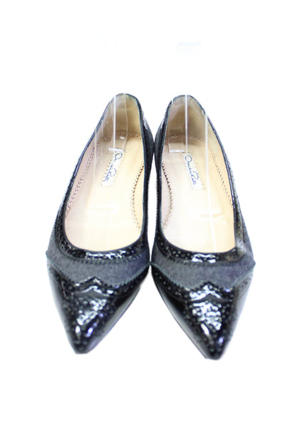 Oscar de la Renta Womens Pointed Toe Flats Navy Size 36 6