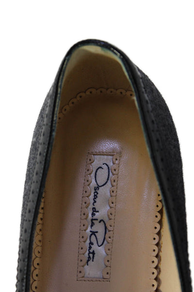 Oscar de la Renta Womens Pointed Toe Flats Navy Size 36 6
