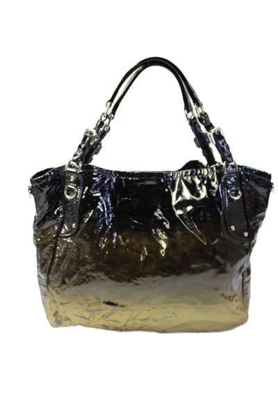 Prada Womens Vernice Leather Sfumata Shoulder Bag Black