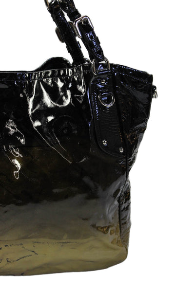 Prada Womens Vernice Leather Sfumata Shoulder Bag Black