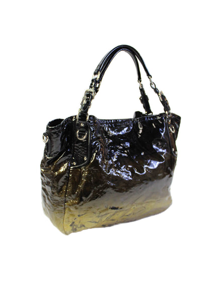 Prada Womens Vernice Leather Sfumata Shoulder Bag Black