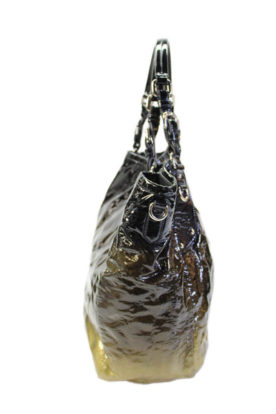 Prada Womens Vernice Leather Sfumata Shoulder Bag Black