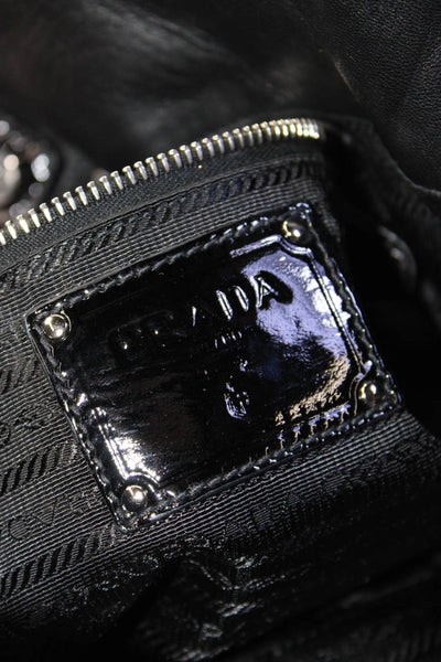 Prada Womens Vernice Leather Sfumata Shoulder Bag Black