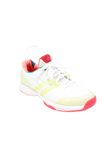 Adidas Womens Lace Up Metallic Knit Low Top Trainers White Peach Size 7